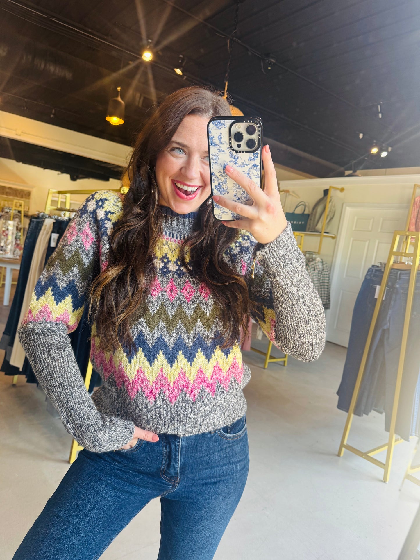 Intarsia Ribbed Sweater
