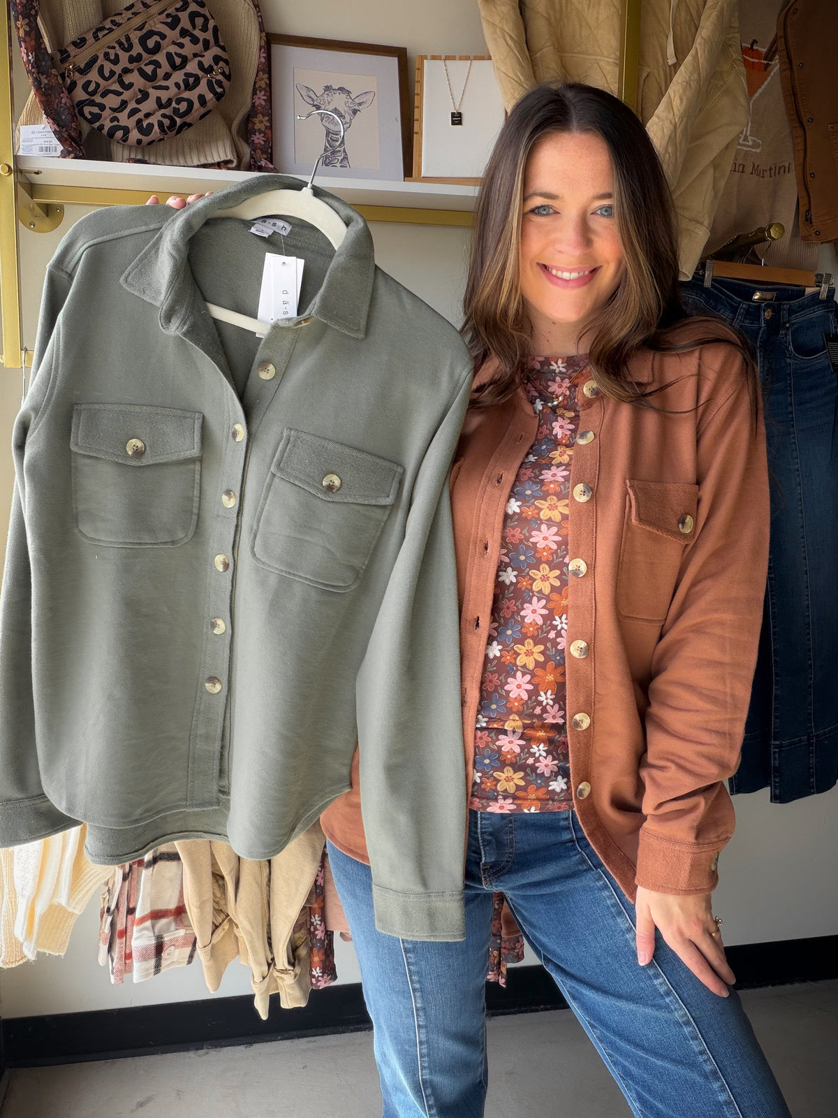 Raw Umber French Terry Shacket