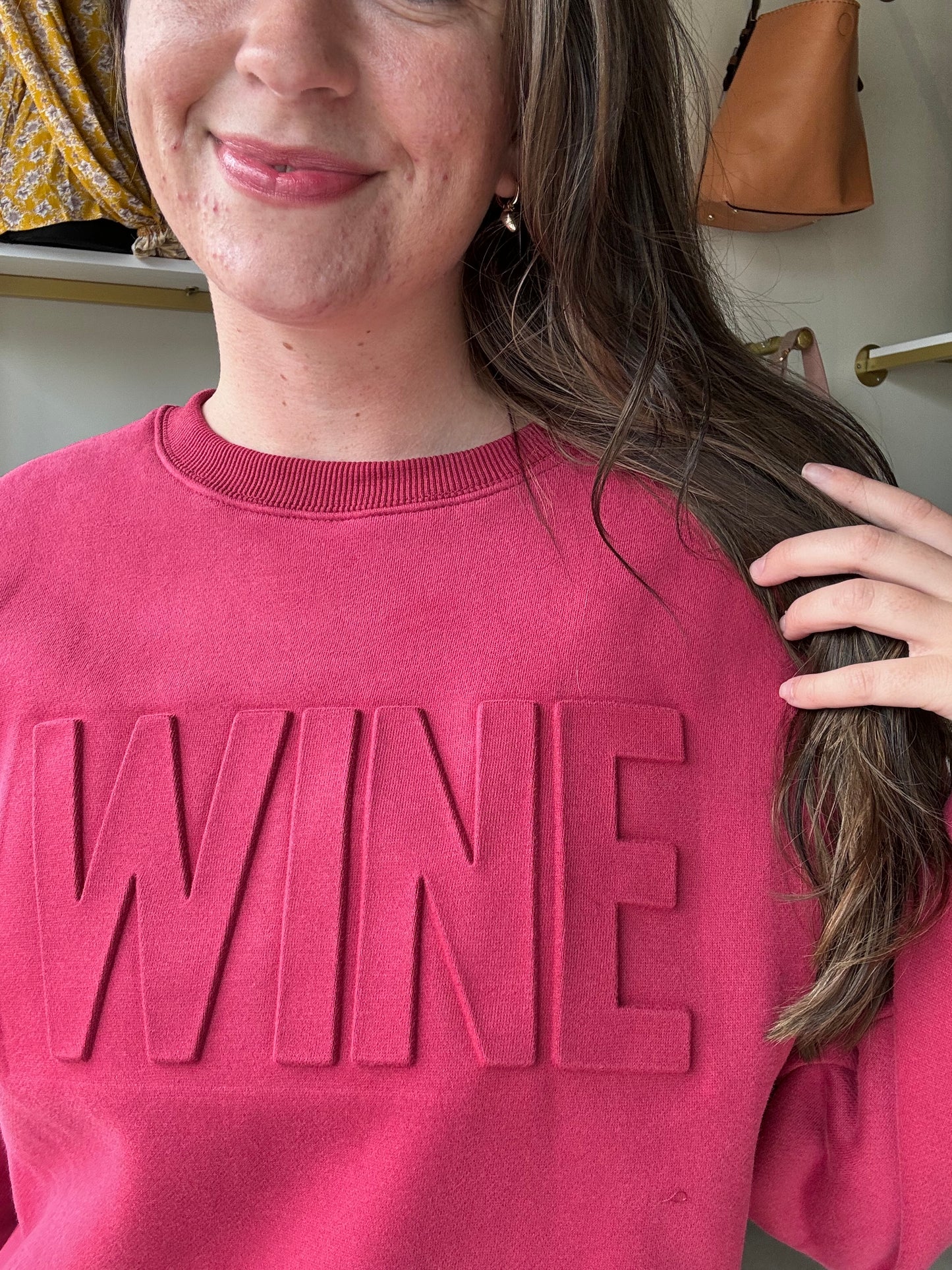 Jess Lea Wine Embossed Crewneck