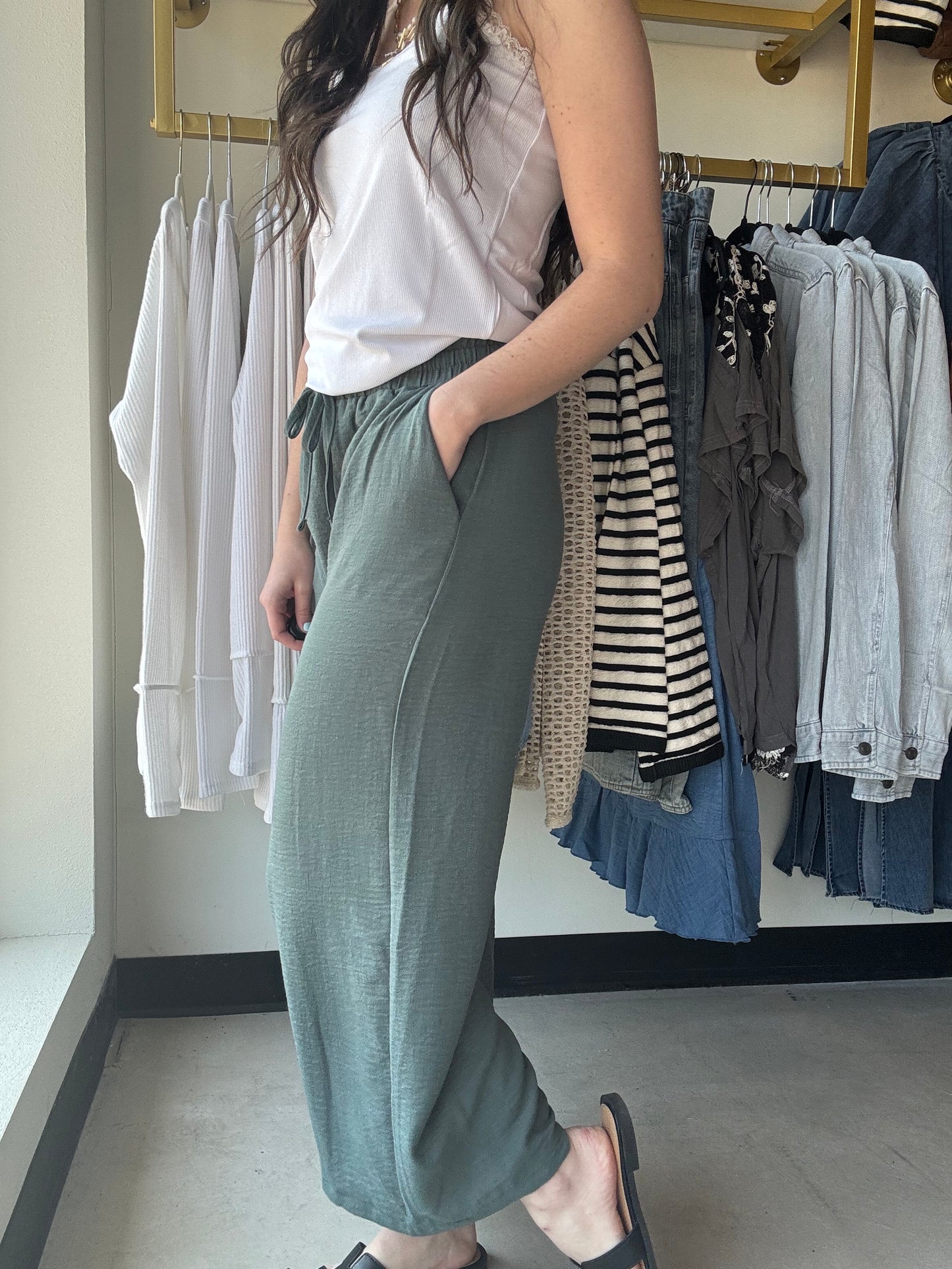 Ash Jade Woven Wide Leg Pants