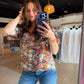 Split Neck Daisy Print Popover