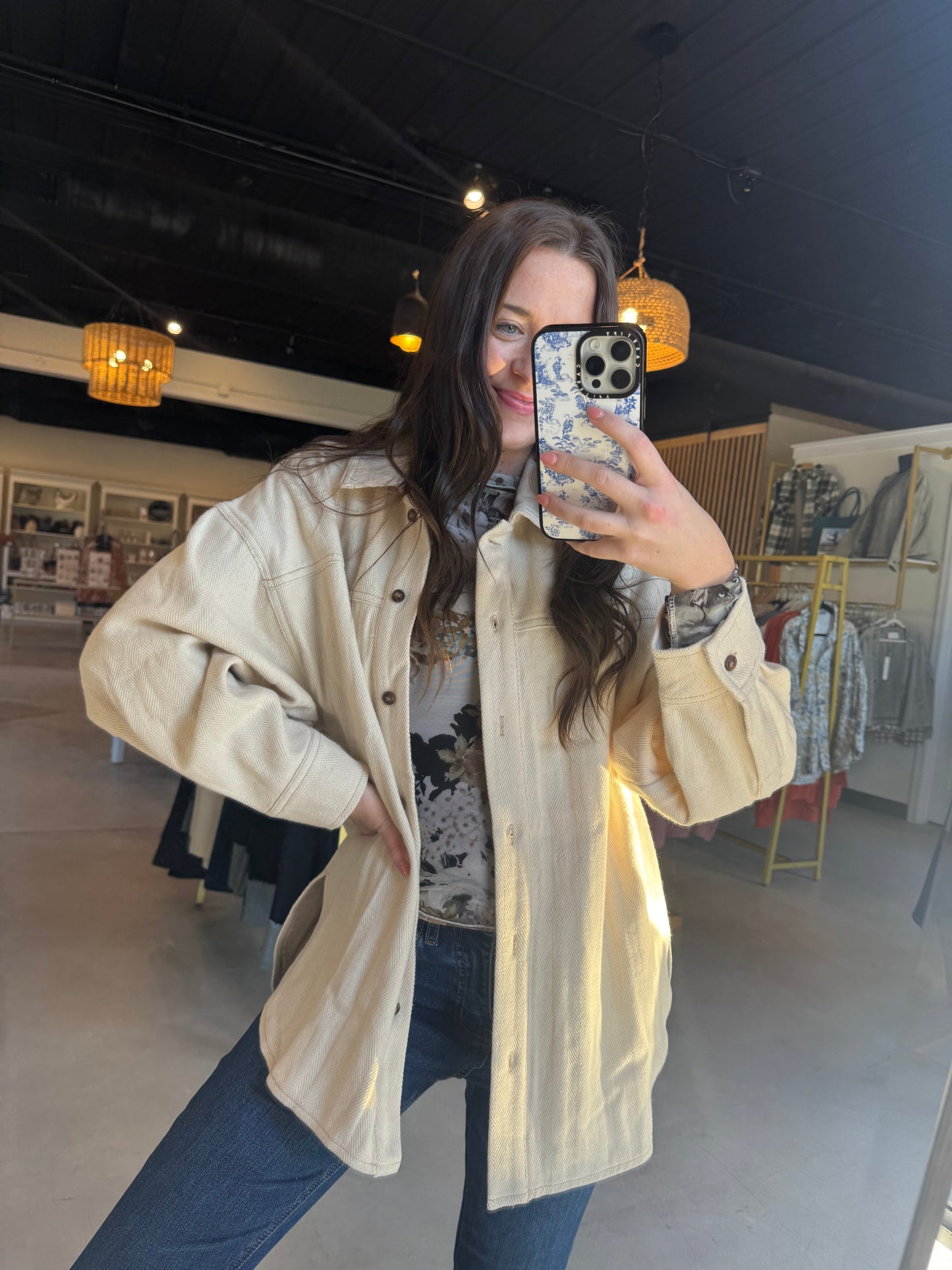 Semi Sheer Stone Floral Top