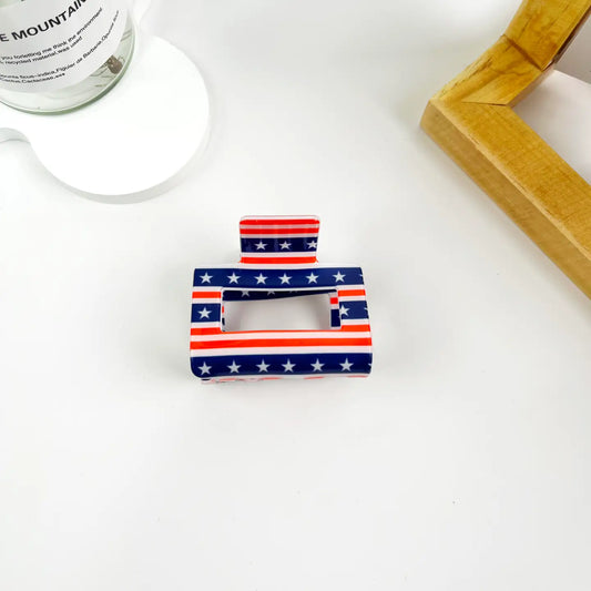 Independence Day Us Patriotic Star Pattern Square Hair Clip