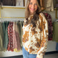 Pony Print Suede Trim Crewneck