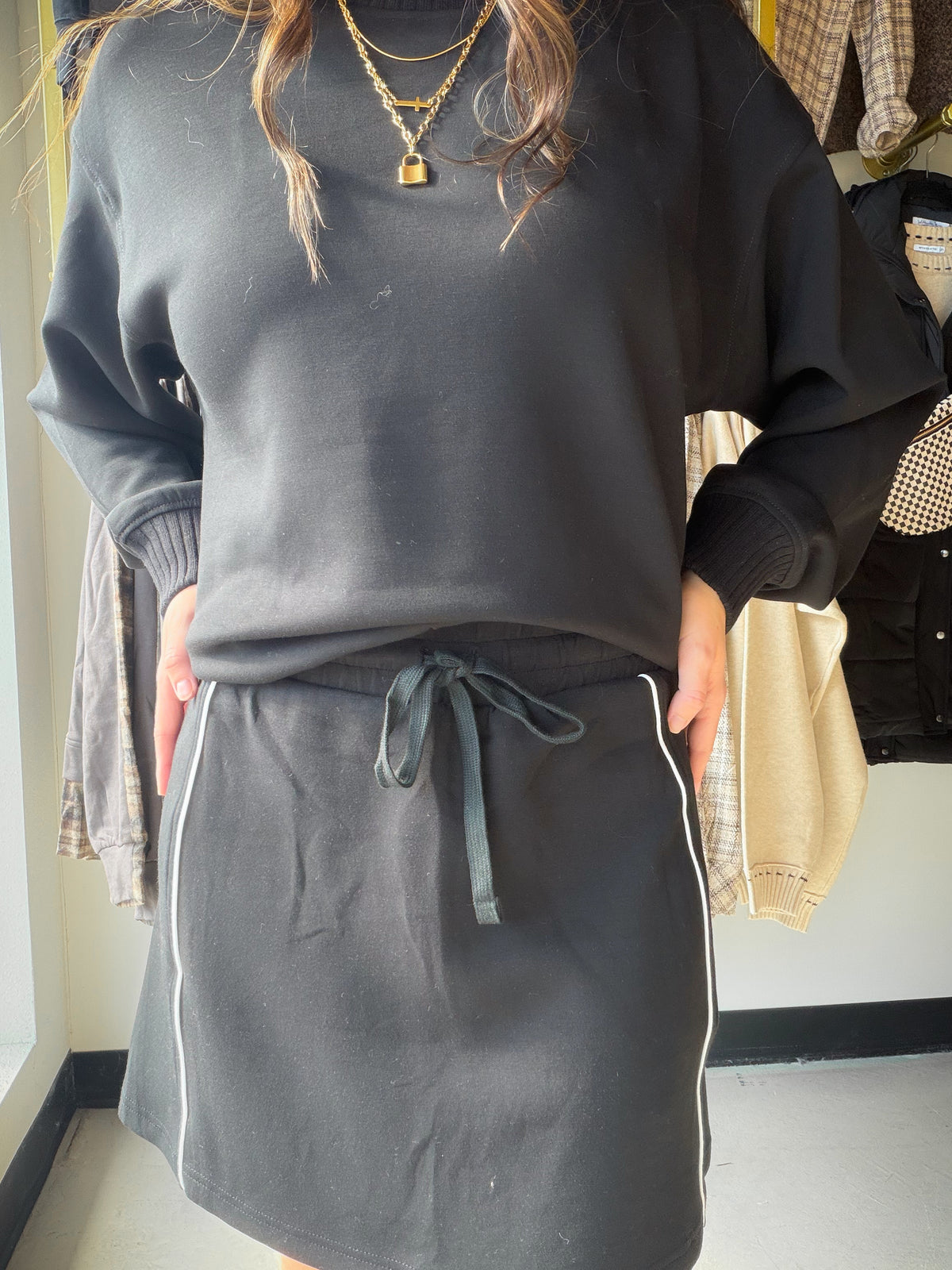 Piping Detail Knit Skort