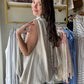 Pale Grey Mesh Accent Top