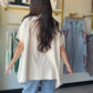 Ecru Accent Band Flowy Tee