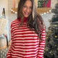 Red Striped Sweater Cardigan
