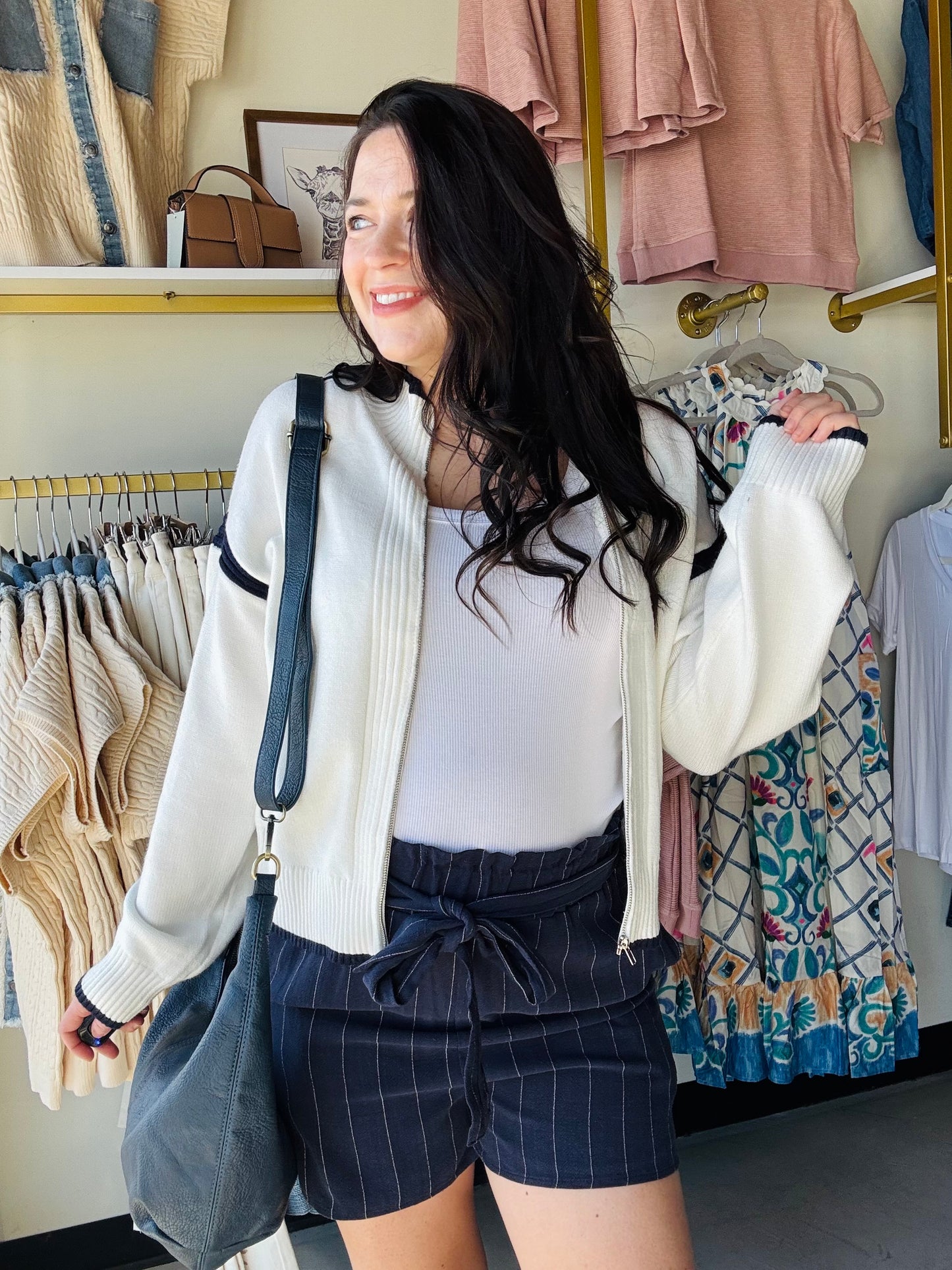 Ivory Navy Lanette Jacket