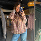 Mixed Plaid Woven Button Up