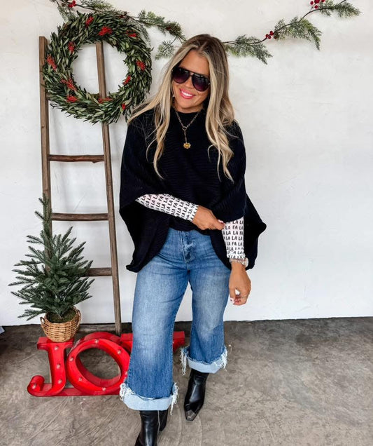 Black Meg Pullover Poncho Pre-Order