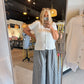 Navy Gingham Wide Leg Pants
