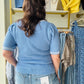 Chambray Bubble Sleeve Sweater