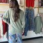 Army Green Pigment Dyed Pullover
