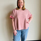Oatmeal Pink Striped Oversized Top