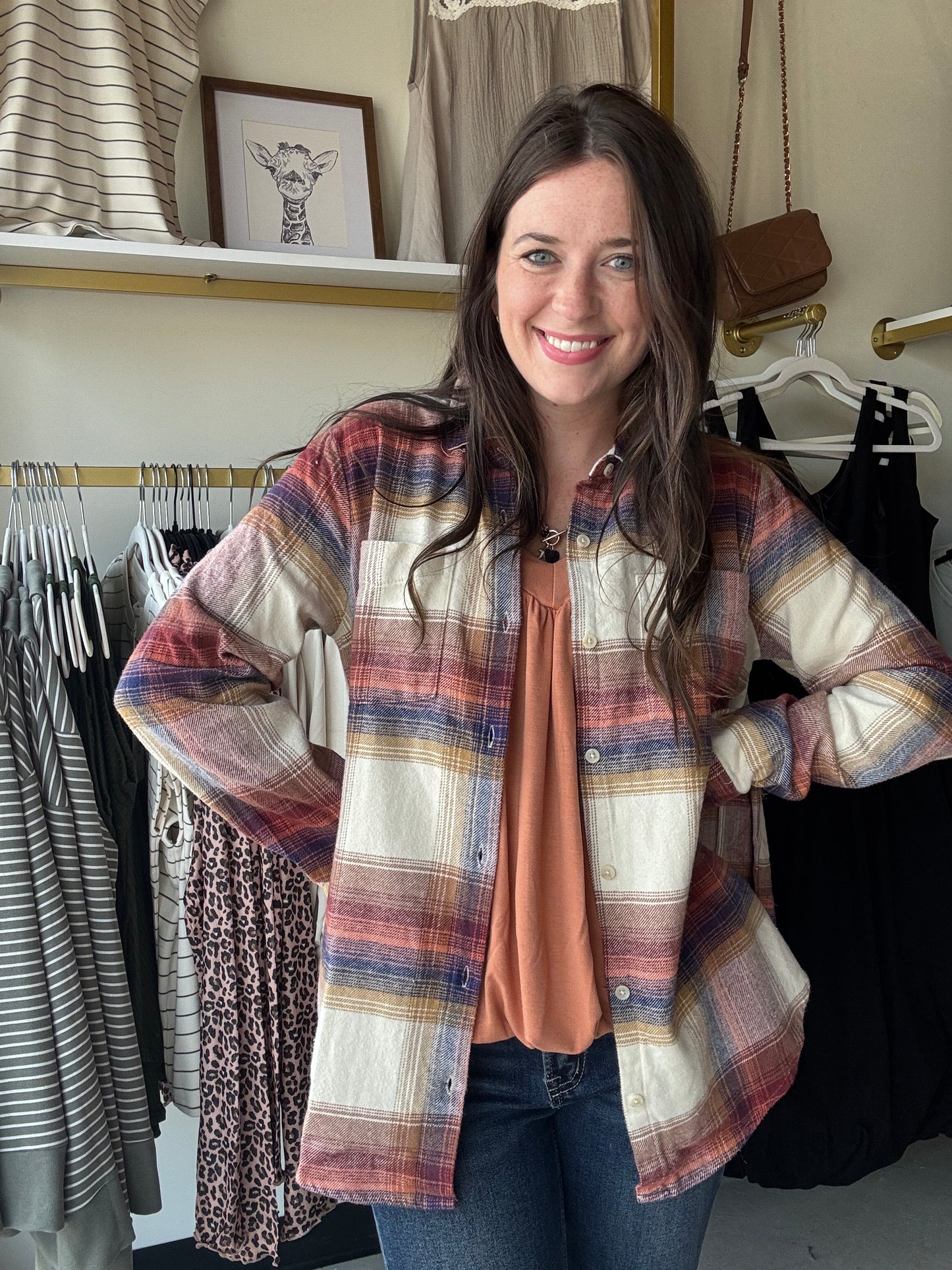 Desiree Ivory Plaid Button Up