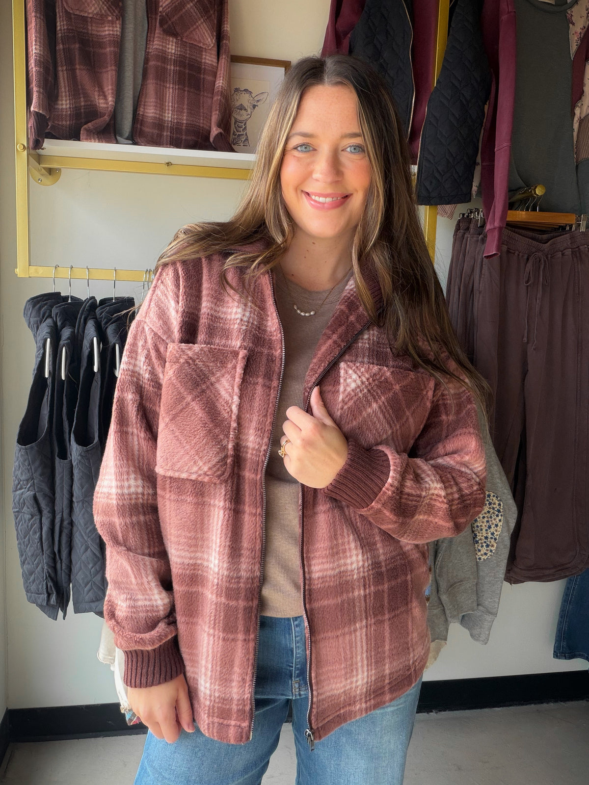 Mauve Plaid Holland Jacket