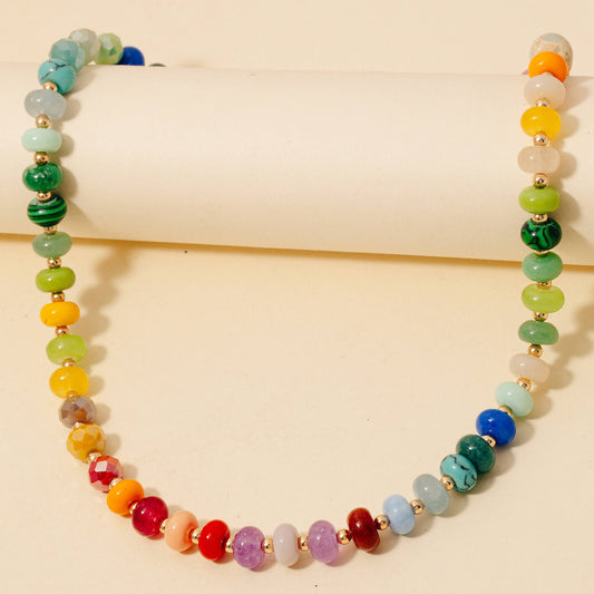 Round Stone Beaded Necklace