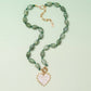 Pearlescent Heart Pendant Marbled Bead Necklace