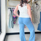 Blue Grey Knit Flare Pants