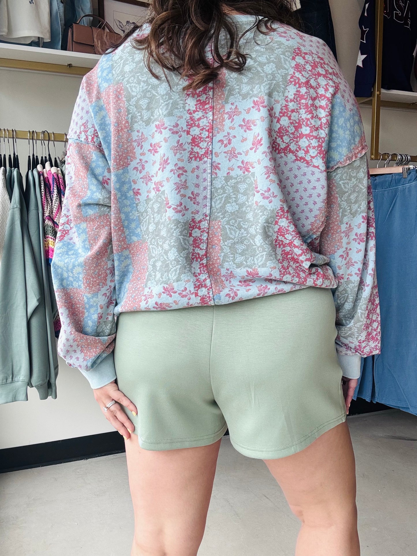 Sage Drawstring Knit Shorts