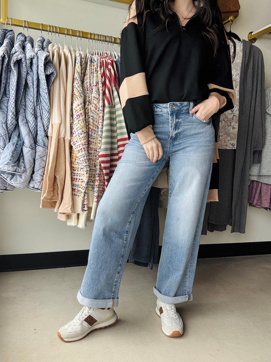 High Rise Stretch Roll Up Jean