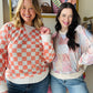 Peach Quilt Print Pullover