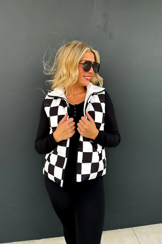 PREORDER- CHECKER PUFFER VEST