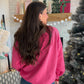 Feelin' Festive Hot Pink Mock Neck