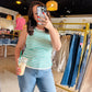 Green Striped Sweater Tank