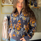 Navy Printed Half Zip Popover