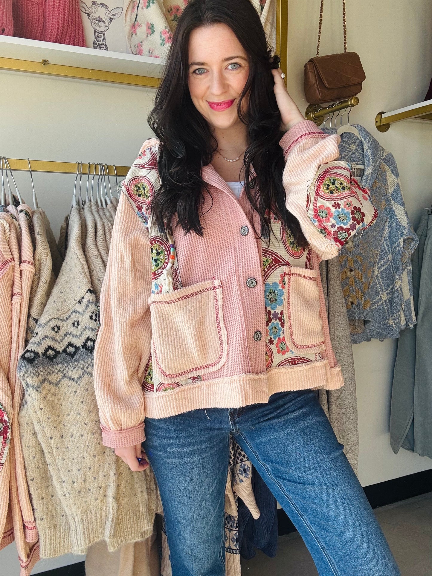 Rose Pink Placket Hoodie