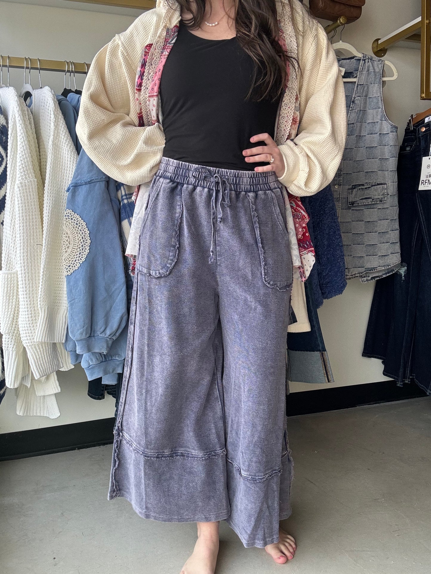 Midnight Mineral Wash Palazzo Pants