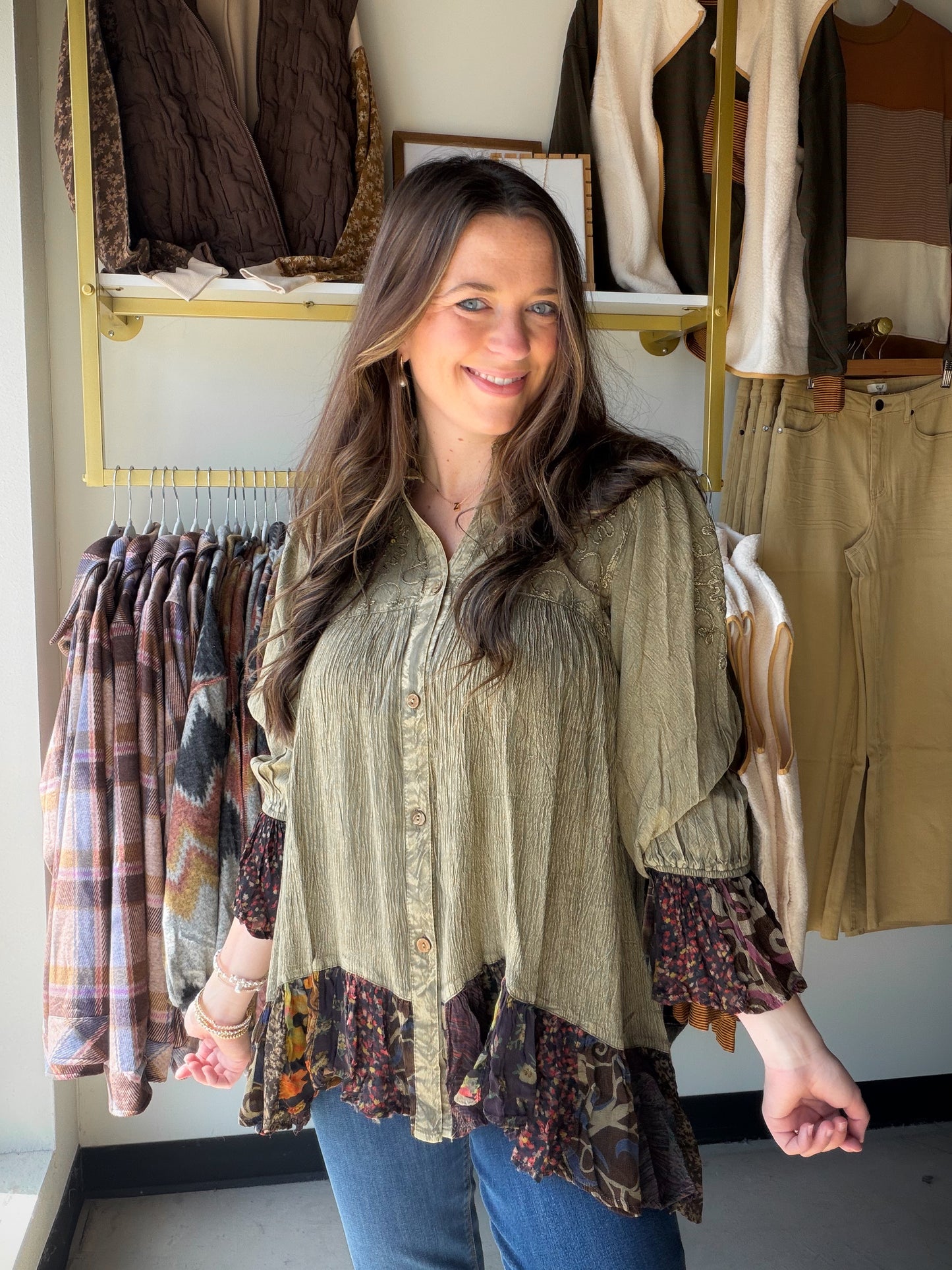 Vintage Bohemian Puffed Sleeve Top