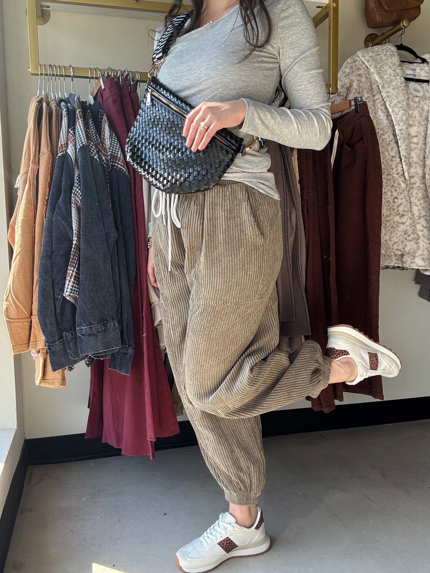 Olive Corduroy Joggers