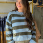 Olive & Blue Stripe Crewneck Sweater