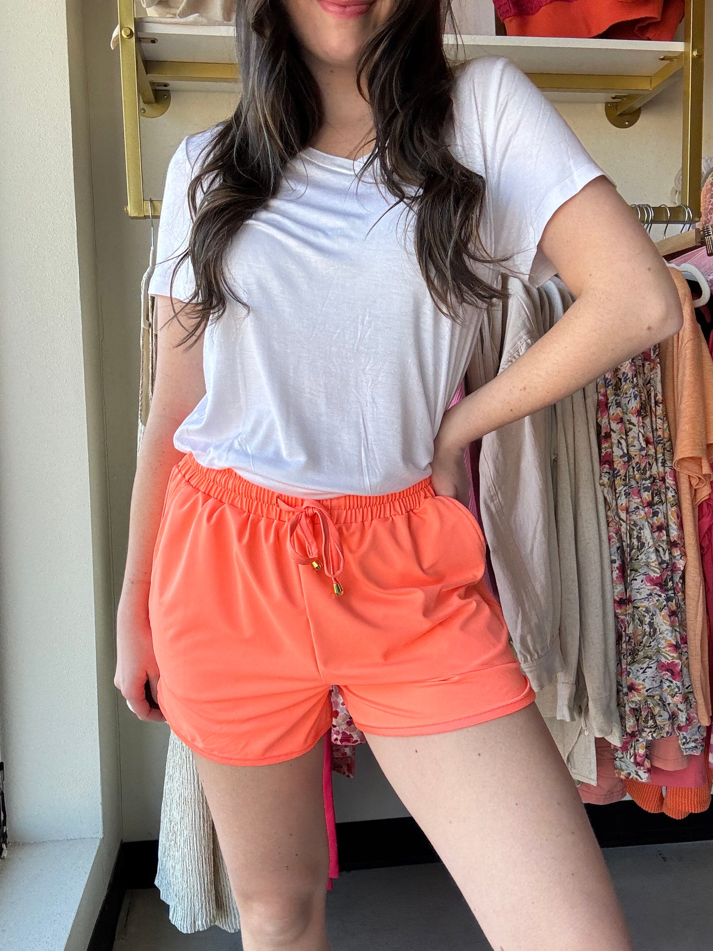 Neon Coral Everyday Shorts