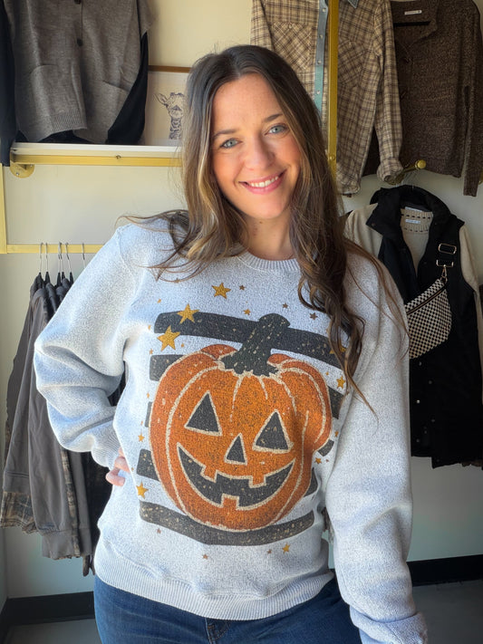 Grey Boho Pumpkin Crewneck