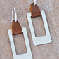 Leather Accent Metal Drop Earrings