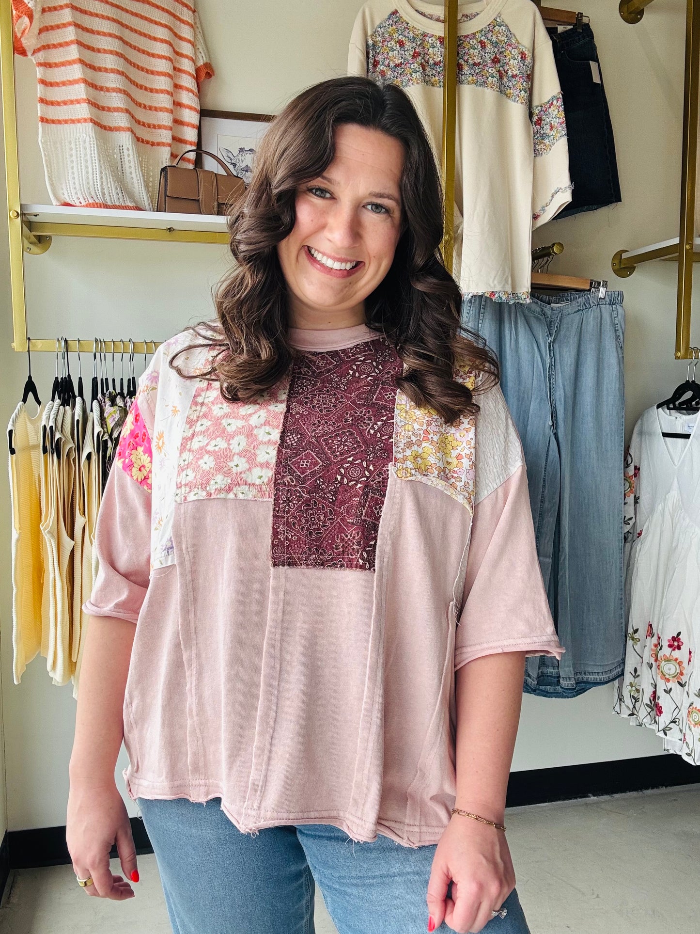 Pink Washed Patchwork Tee
