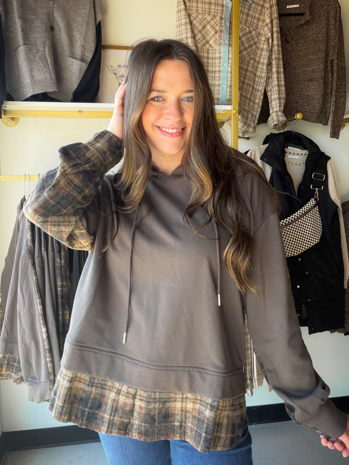 Charcoal Flannel Mix Hoodie
