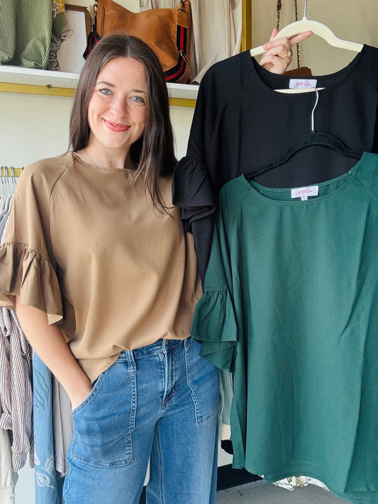 Rebecca Ruffle Top - Green
