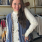 Blue Leopard Trim Sherpa Vest
