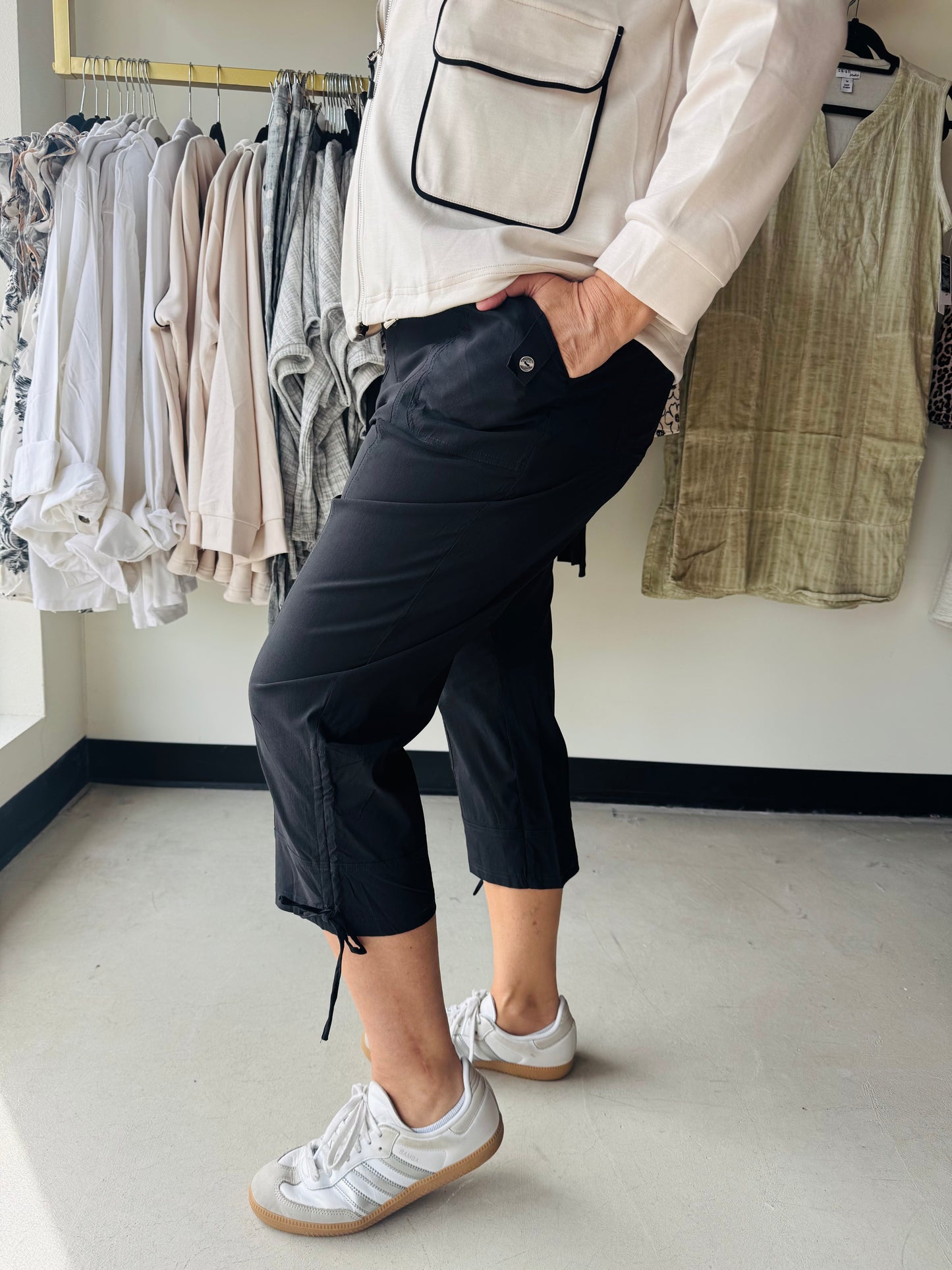 Black Drawstring Capris