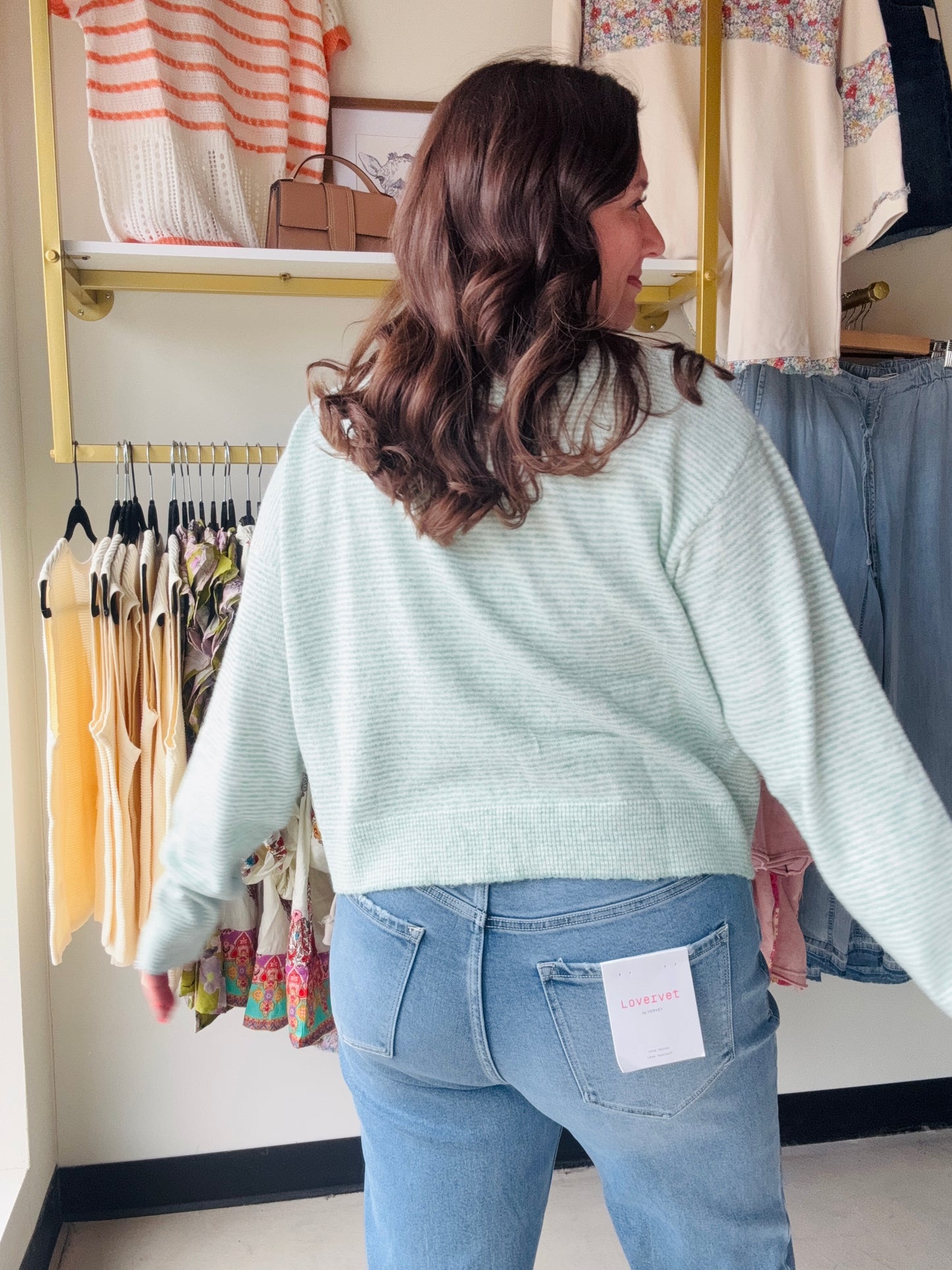 Mint & Ivory Stripe Cardigan