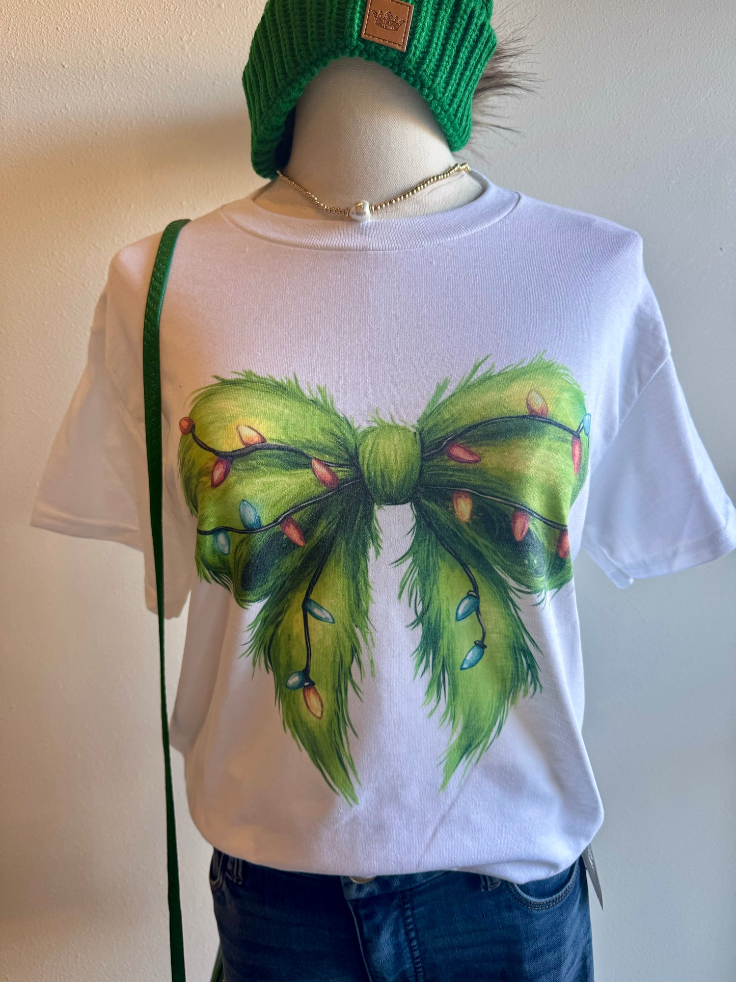 Green Grinchy Bow Tee