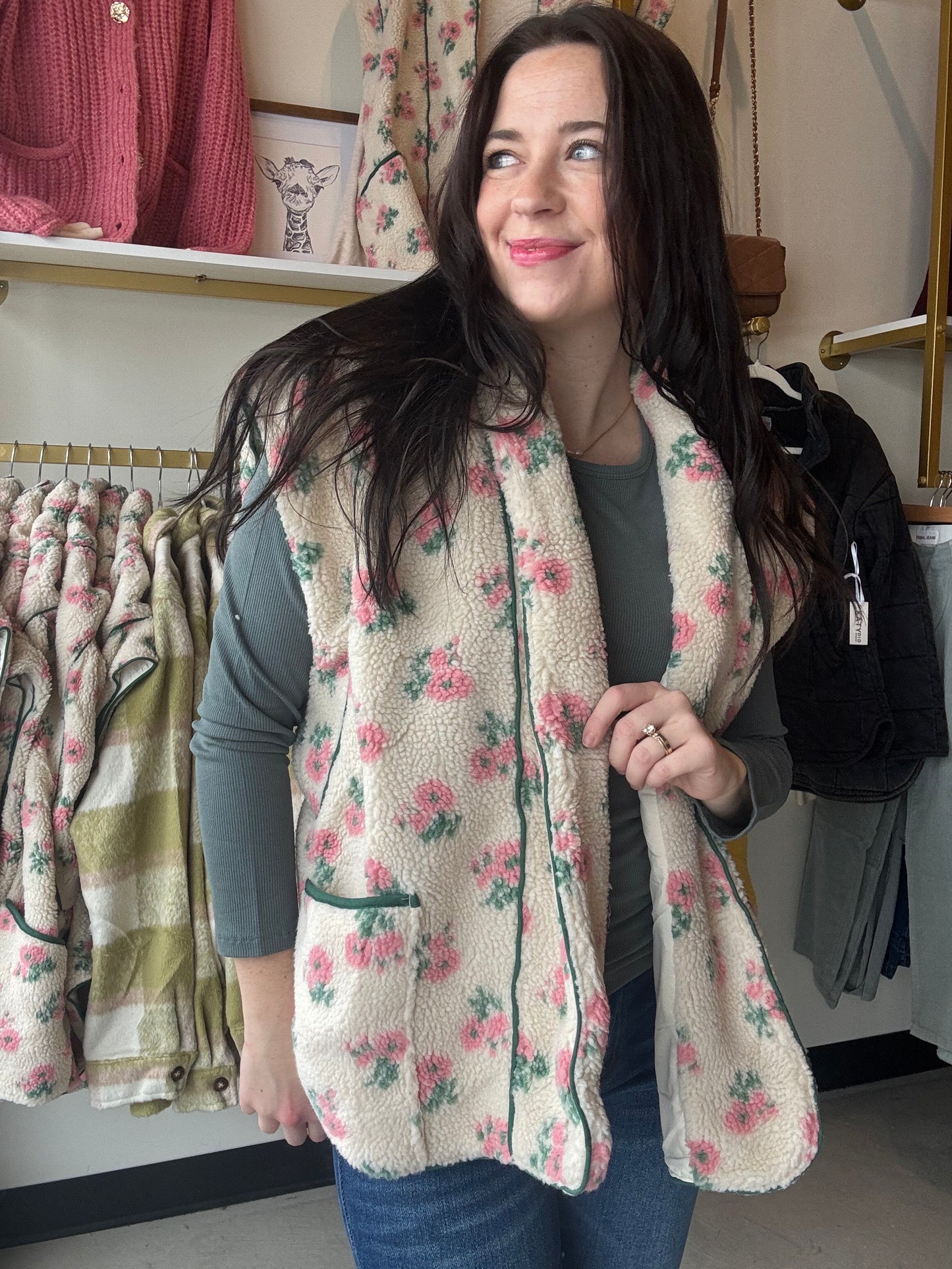 Dainty Floral Fleece Vest