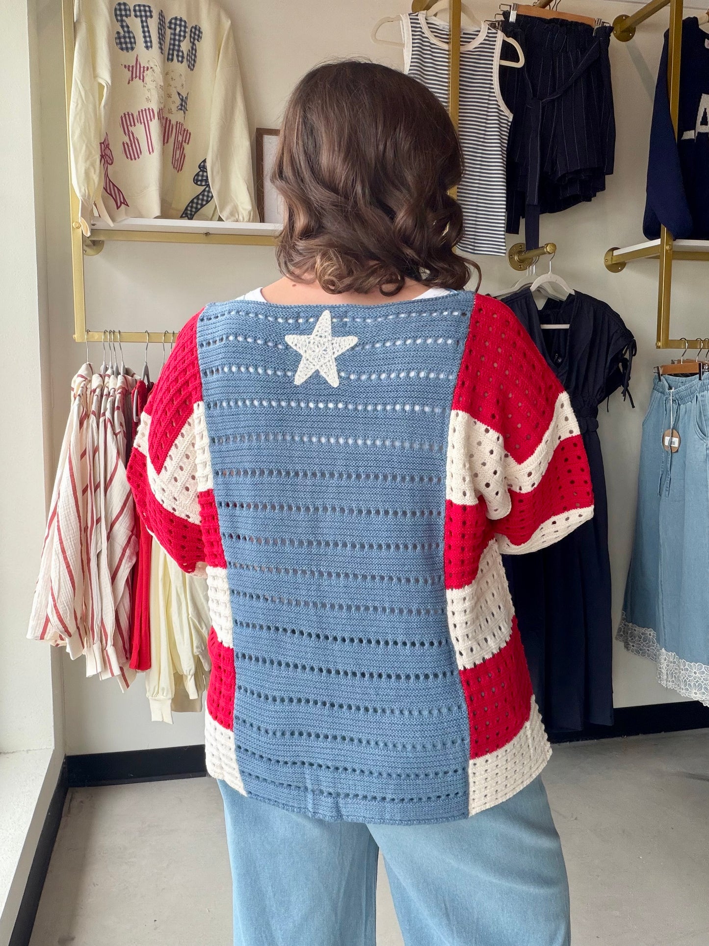Stars & Stripes Crochet Sweater