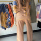 Camel Plaid Mix Thermal Pants