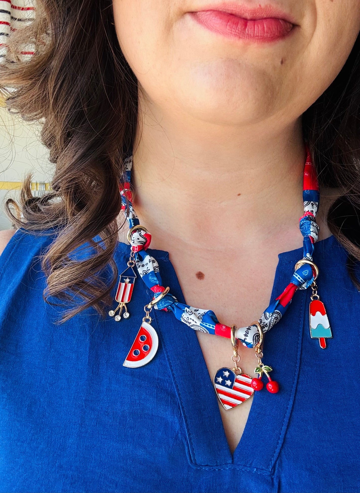 Patriotic Scarf Necklace